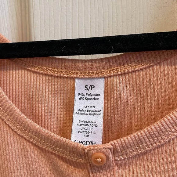 George Orange Pink Ruffled Crop Tank Top Small - Picture 2 of 2